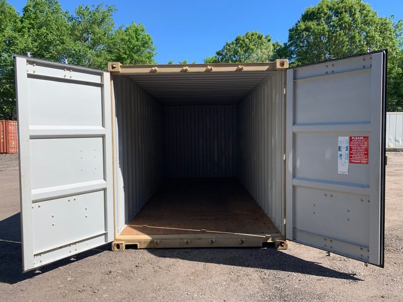20′ x 8′ x 8.5′ Tall– Wind and Watertight **Off Rent** Used Shipping / Storage Container – Beige - Image 3